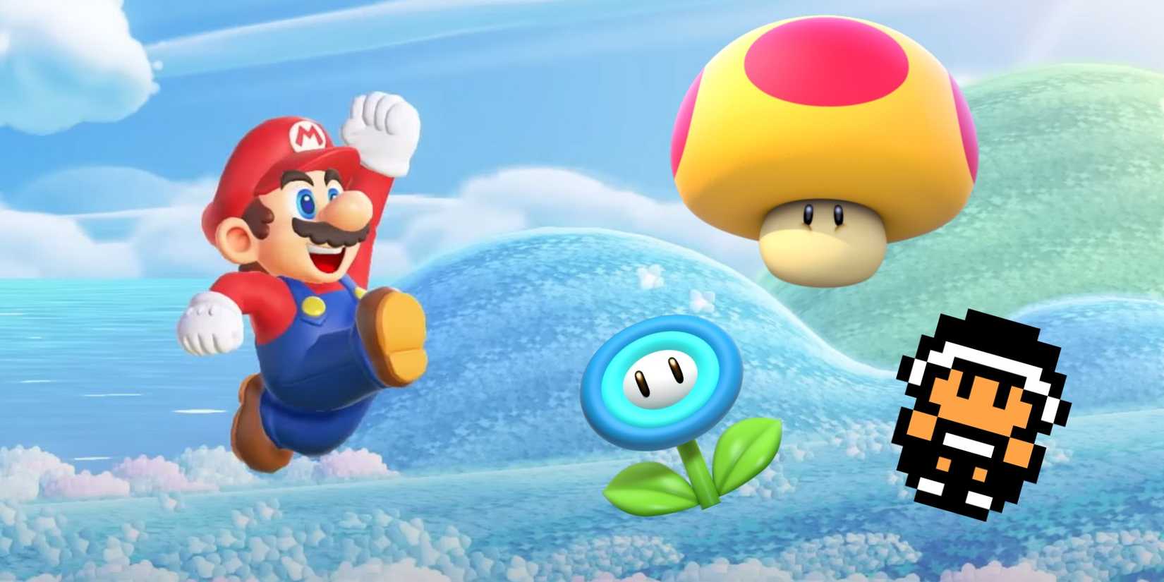 super mario bros wonder classic power ups ice flower hammer suit mega mushroom