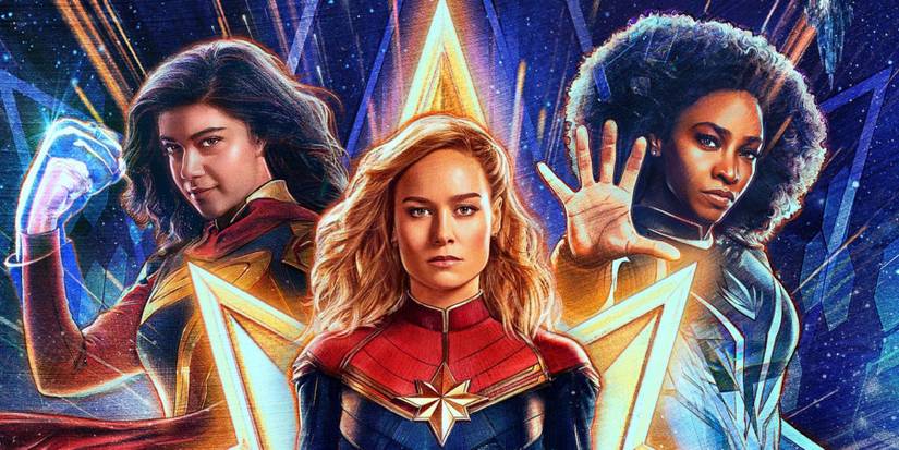 The Marvels poster cropped Kamala Khan Iman Vellani Ms. Marvel Monica Rambeau Teyonah Parris Photon Carol Danvers Brie Larson Captain Marvel