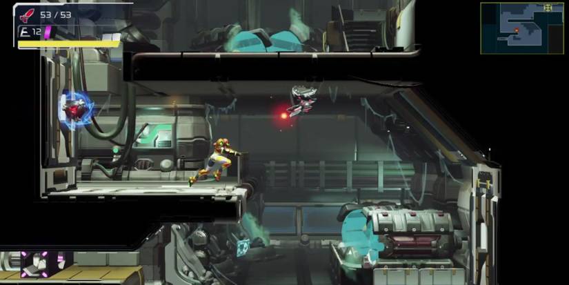 Samus about to dodge enemy fire