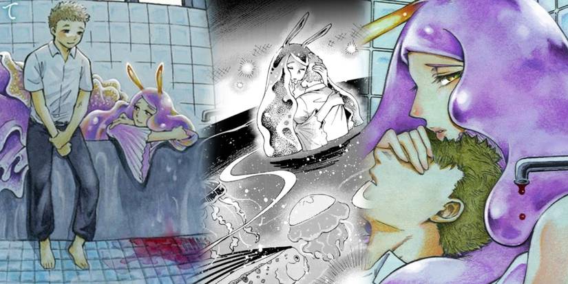 Mikane And The Sea Woman symbolic and literal blood from the mermaid's foot wound bathtub and sea