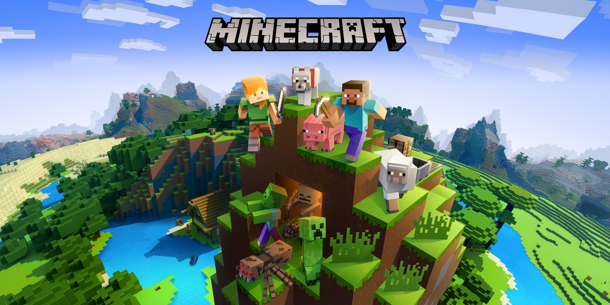 Uma imagem mostrando personagens do Minecraft