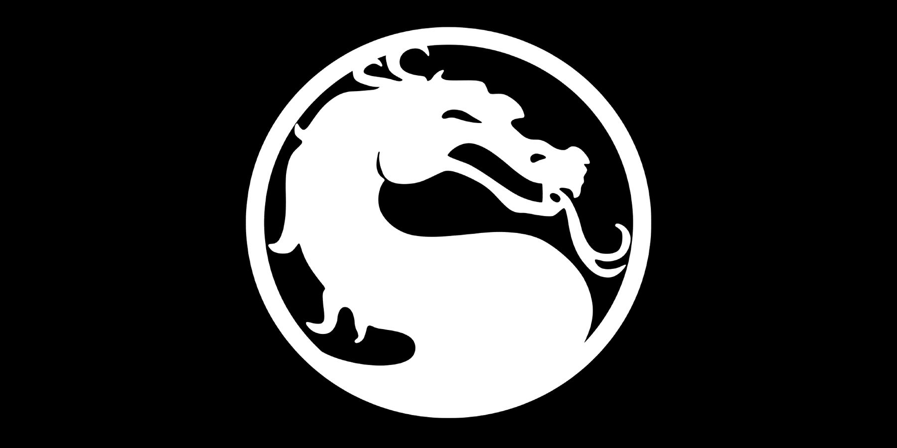 mortal kombat white logo on black background