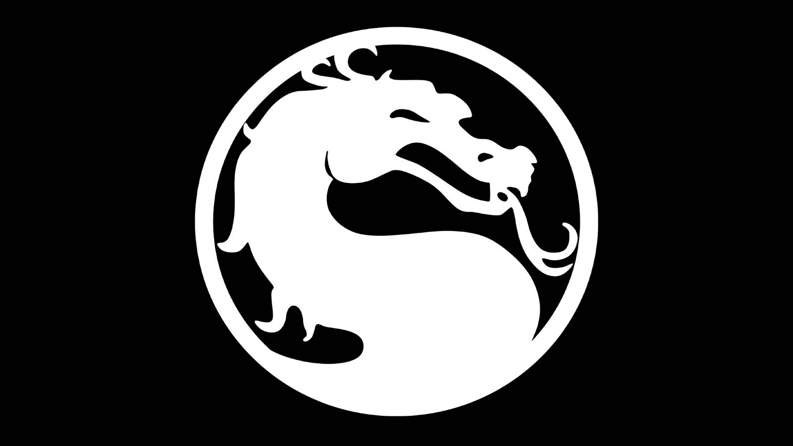 mortal kombat white logo on black background