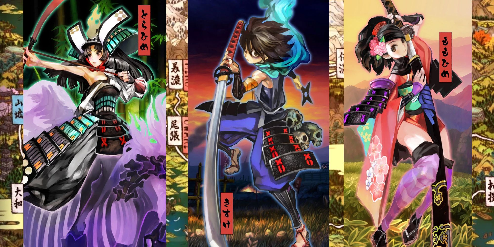 torahime kisuke momohime on world map