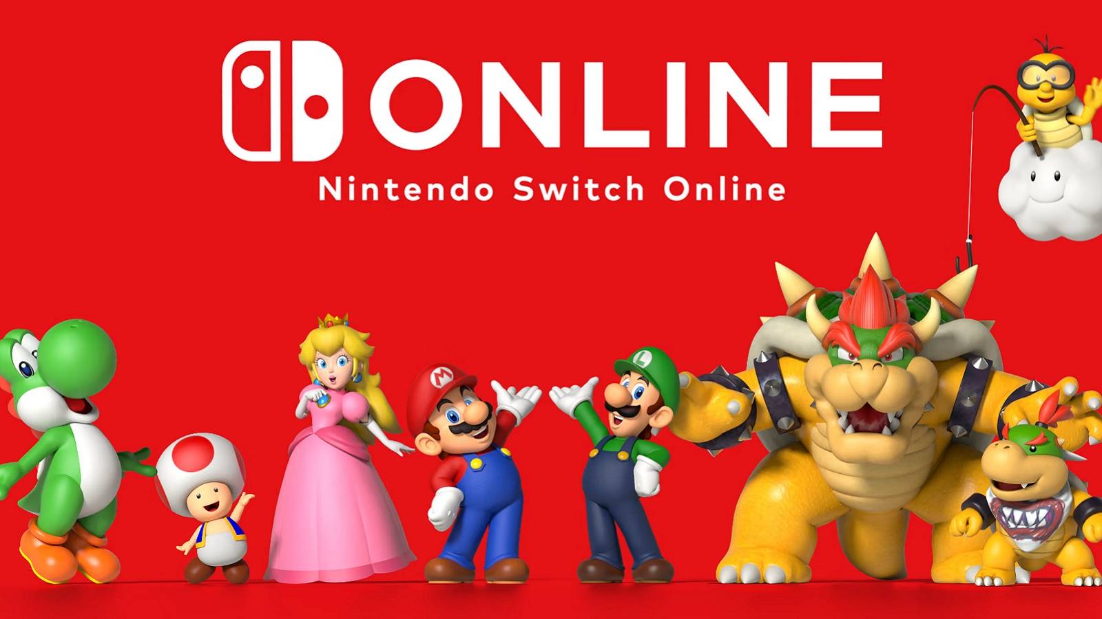 nintendo switch online logo and mario characters