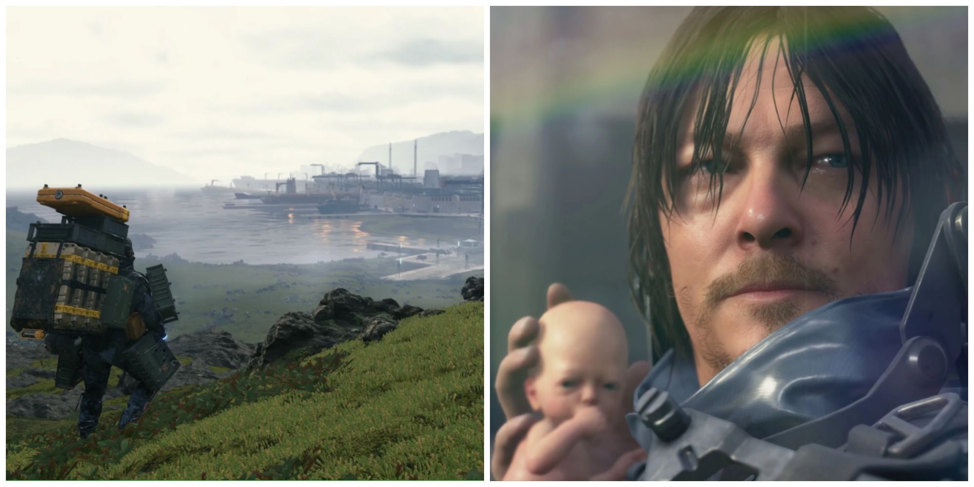 Norman Reedus and BB in Death Stranding
