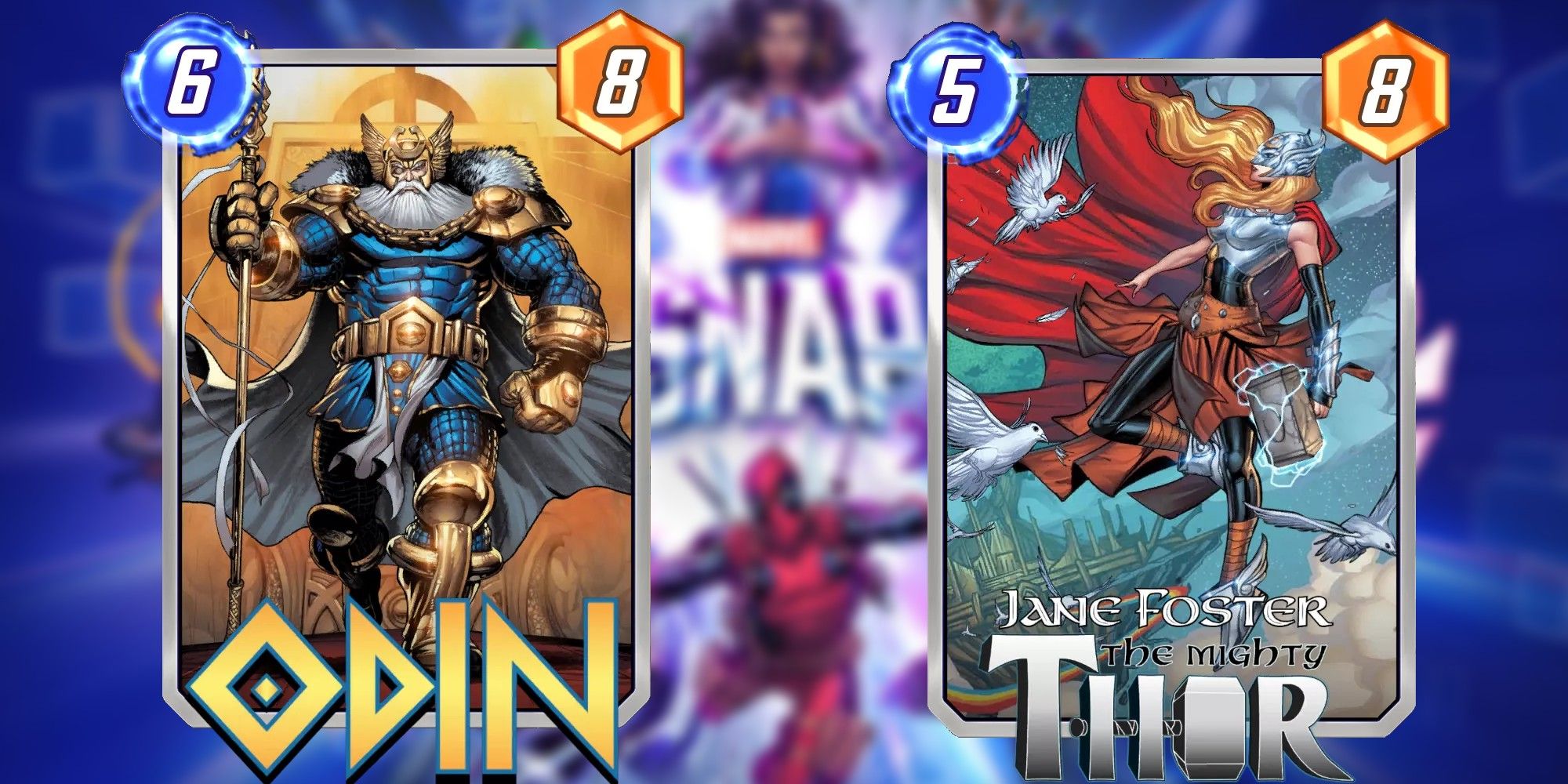 Jane Foster Mighty Thor and Odin cards