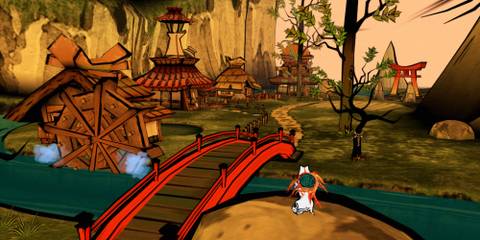 A bridge to a village in Okami