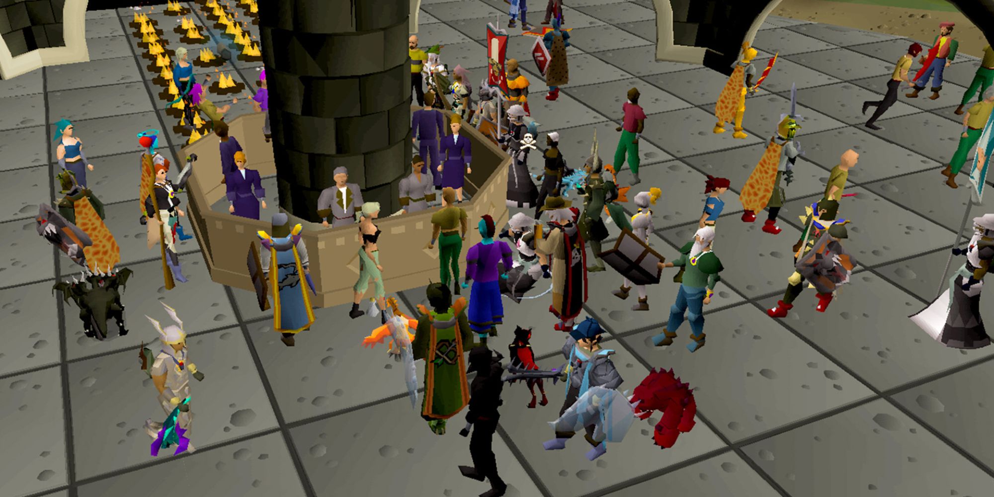 A cluster of players in Old School RuneScape