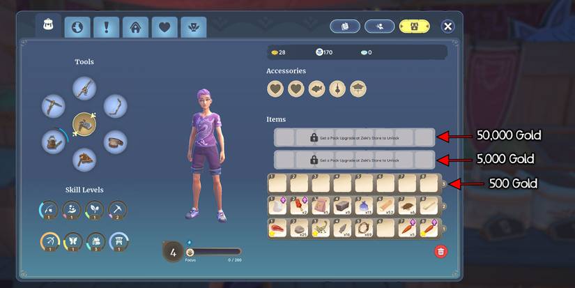 Backpack upgrades in Palia.