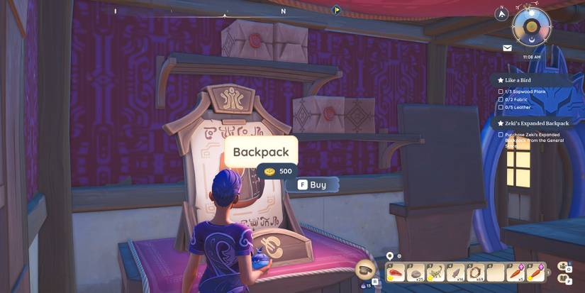 Upgrading backpack inventory in Palia.