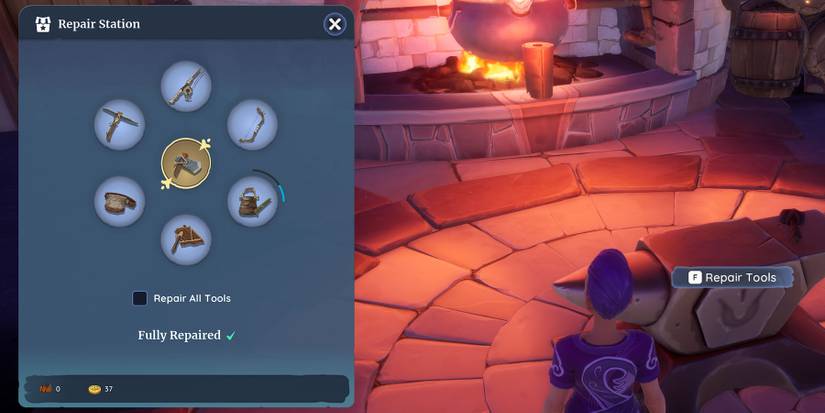 Repairing at blacksmith in Palia.