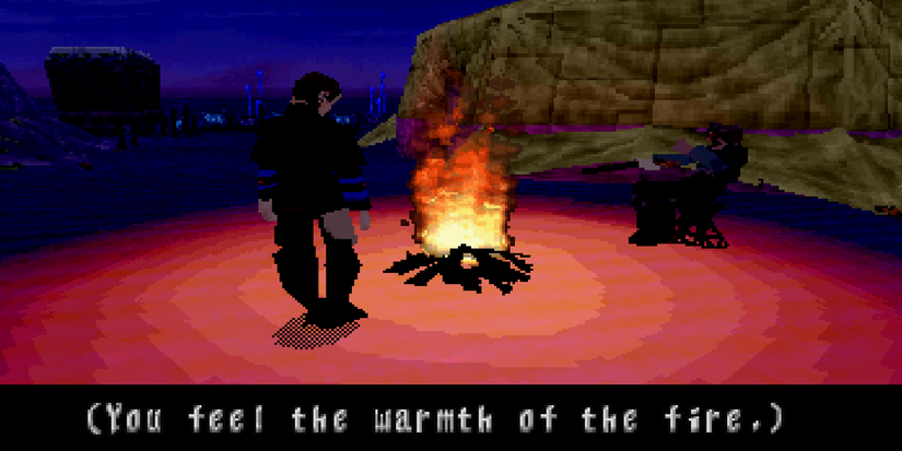 Panzer Dragoon Saga campfire with text