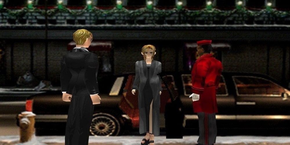 aya from parasite eve getting out of a limo