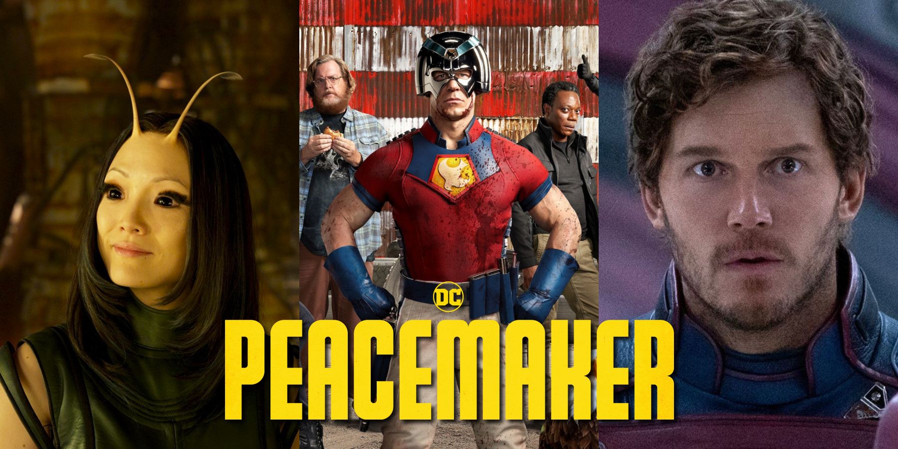 Peacemaker John Cena Pom Klementieff Chris Pratt Peter Quill Starlord Mantis