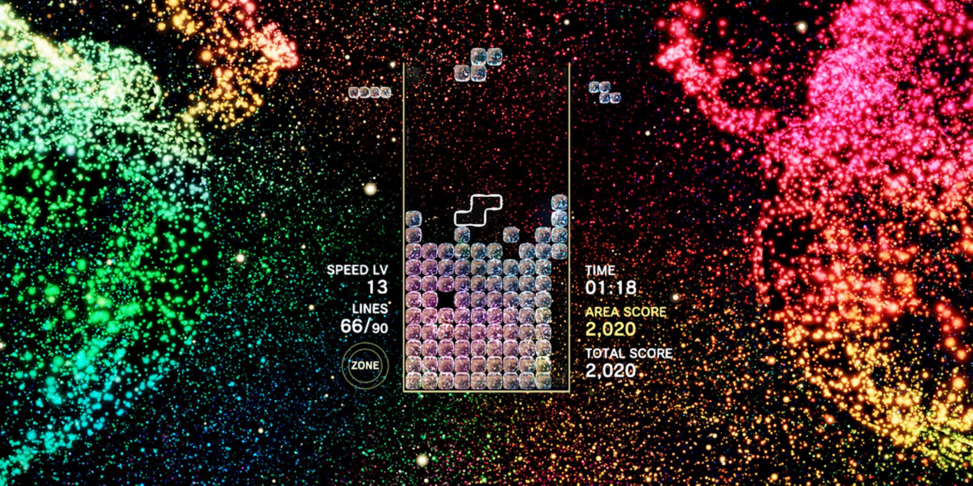 Playing a match in Tetris Effect