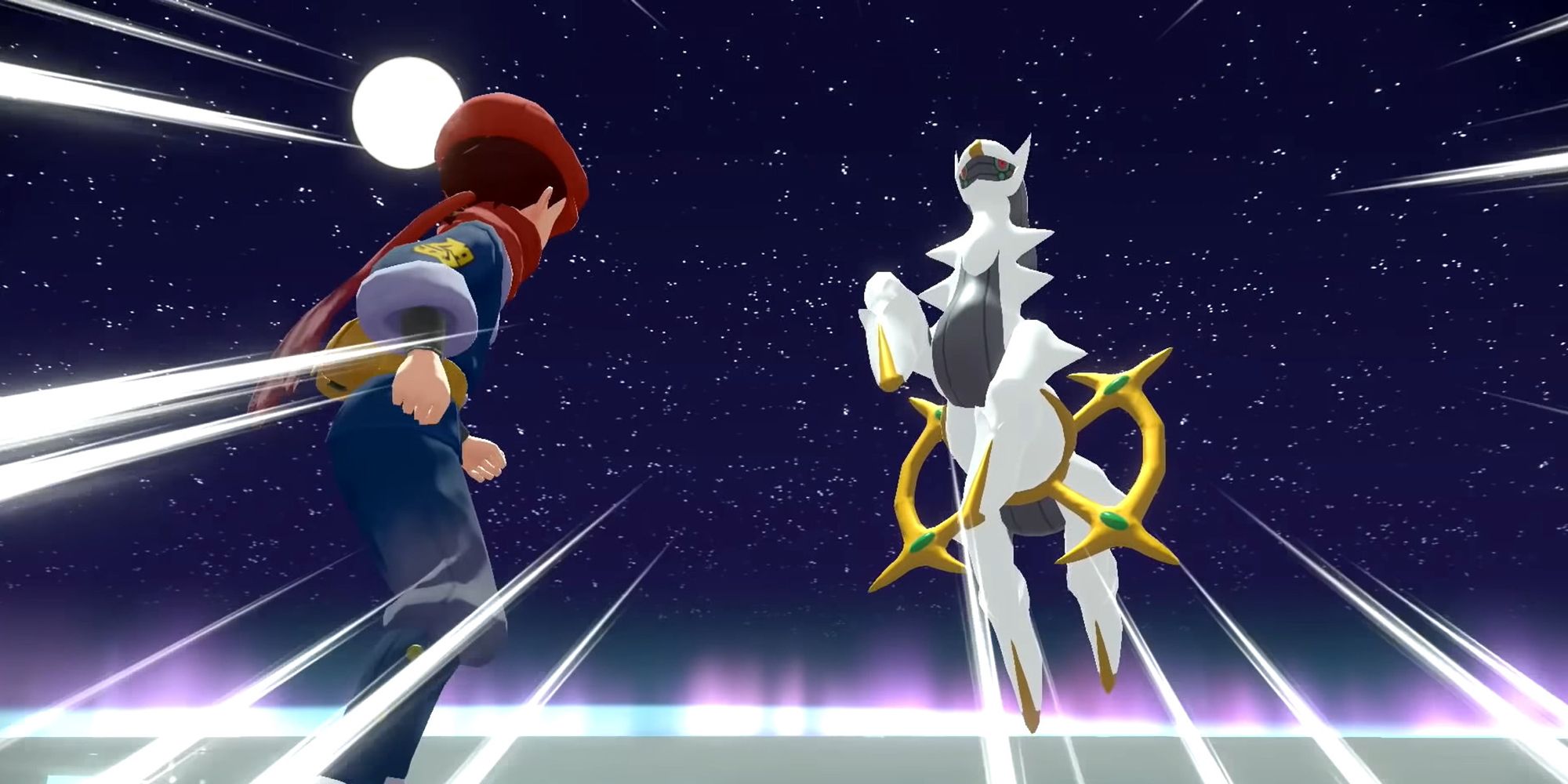 Player fighting Pokemon Arceus