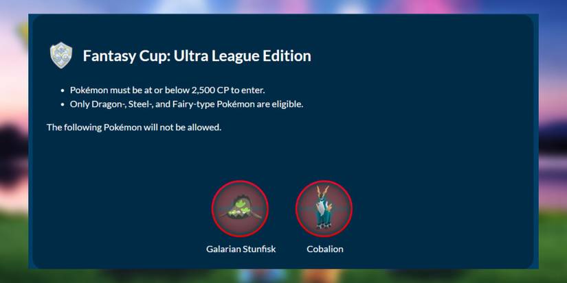 image showing rules for the fantasy cup ultra league edition in pokemon go.