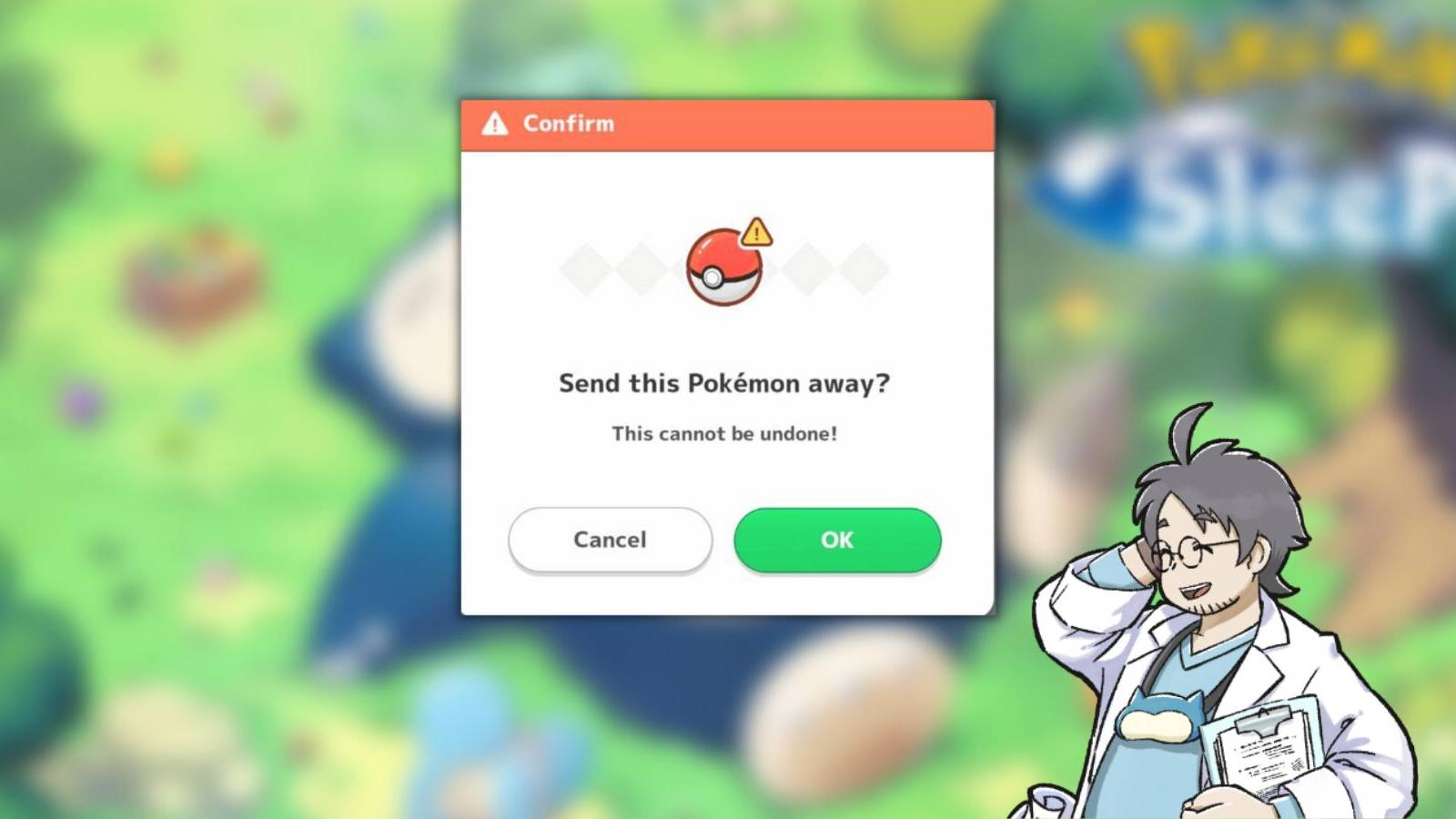 image showing pokemon removal screen in pokemon sleep.