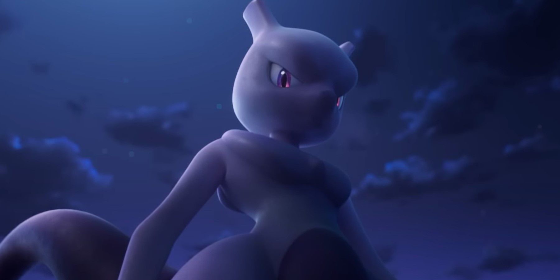 Mewtwo stares down menacingly from the sky