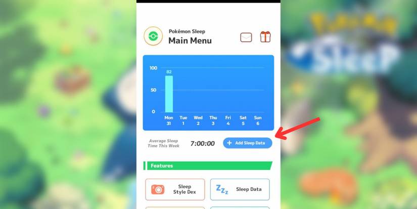 image showing how to manually add sleep data in pokemon sleep.