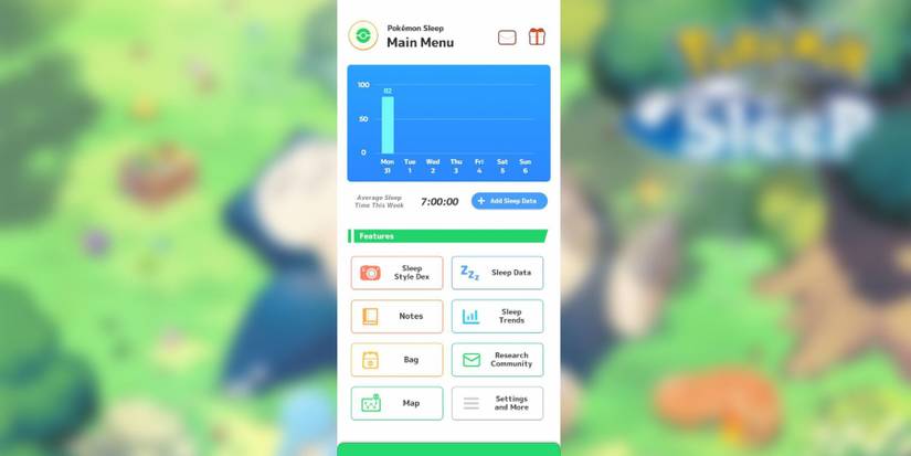 image showing how to enter manual sleep data in pokemon sleep.