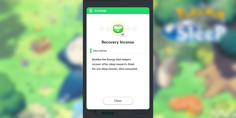image showing the recovery incense in pokemon sleep.