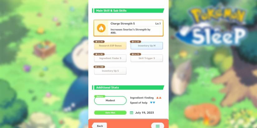 image showing some skills and sub skills in pokemon sleep.