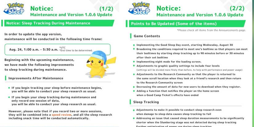 pokemon sleep version 1.0.6 new features
