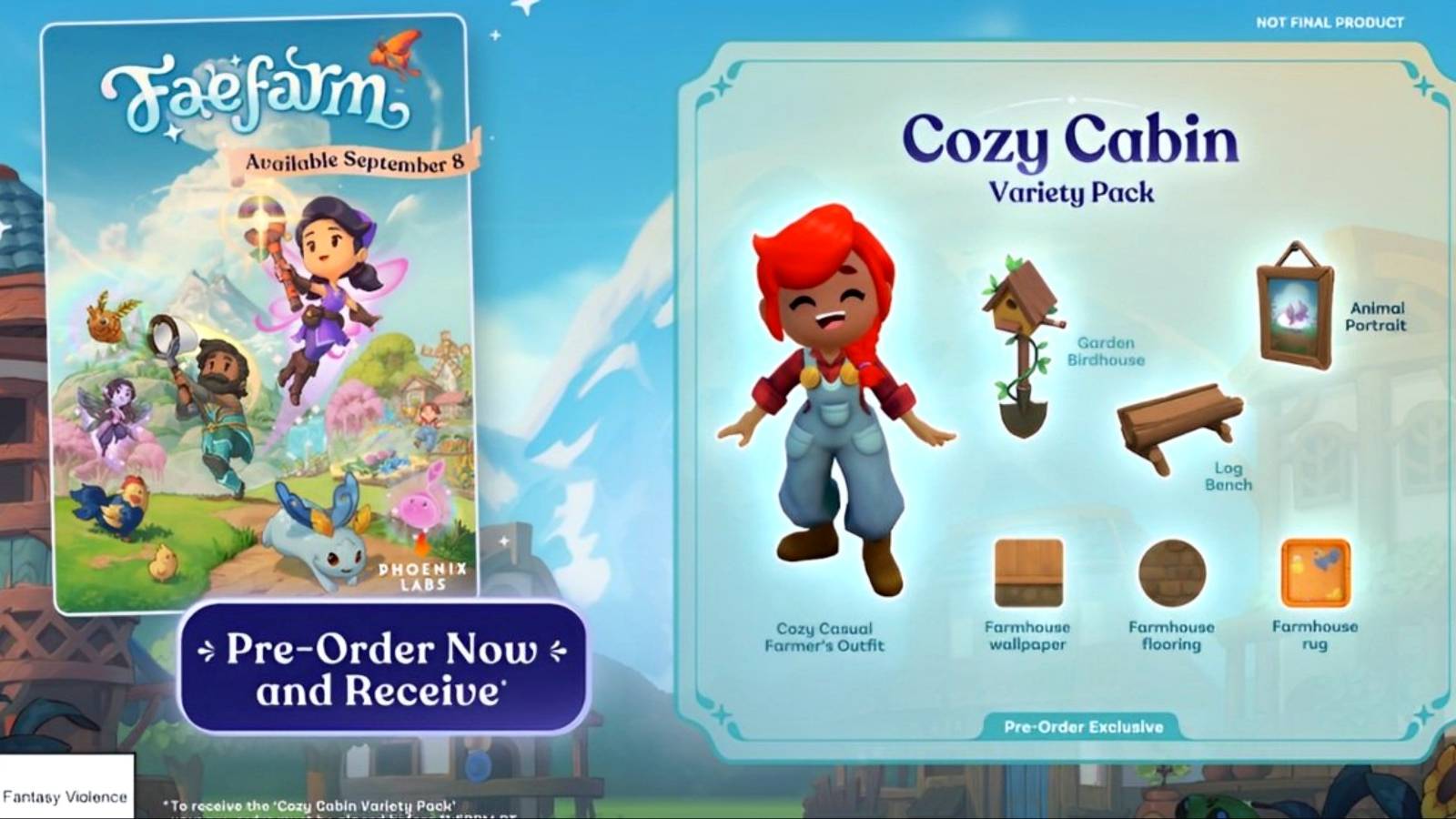 Fae Farm pre order bonuses - cosy cabin variety pack
