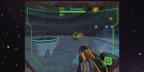 Samus about to engage an enemy in Metroid Prime Hunters