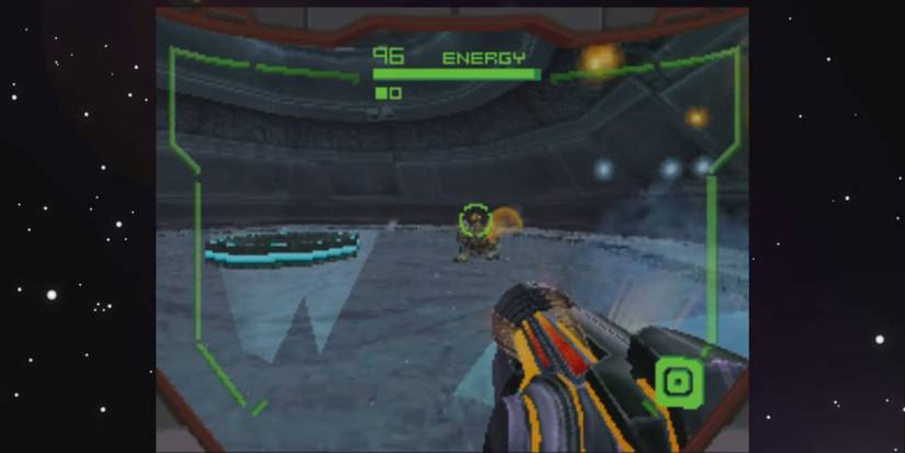 Samus about to engage an enemy in Metroid Prime Hunters