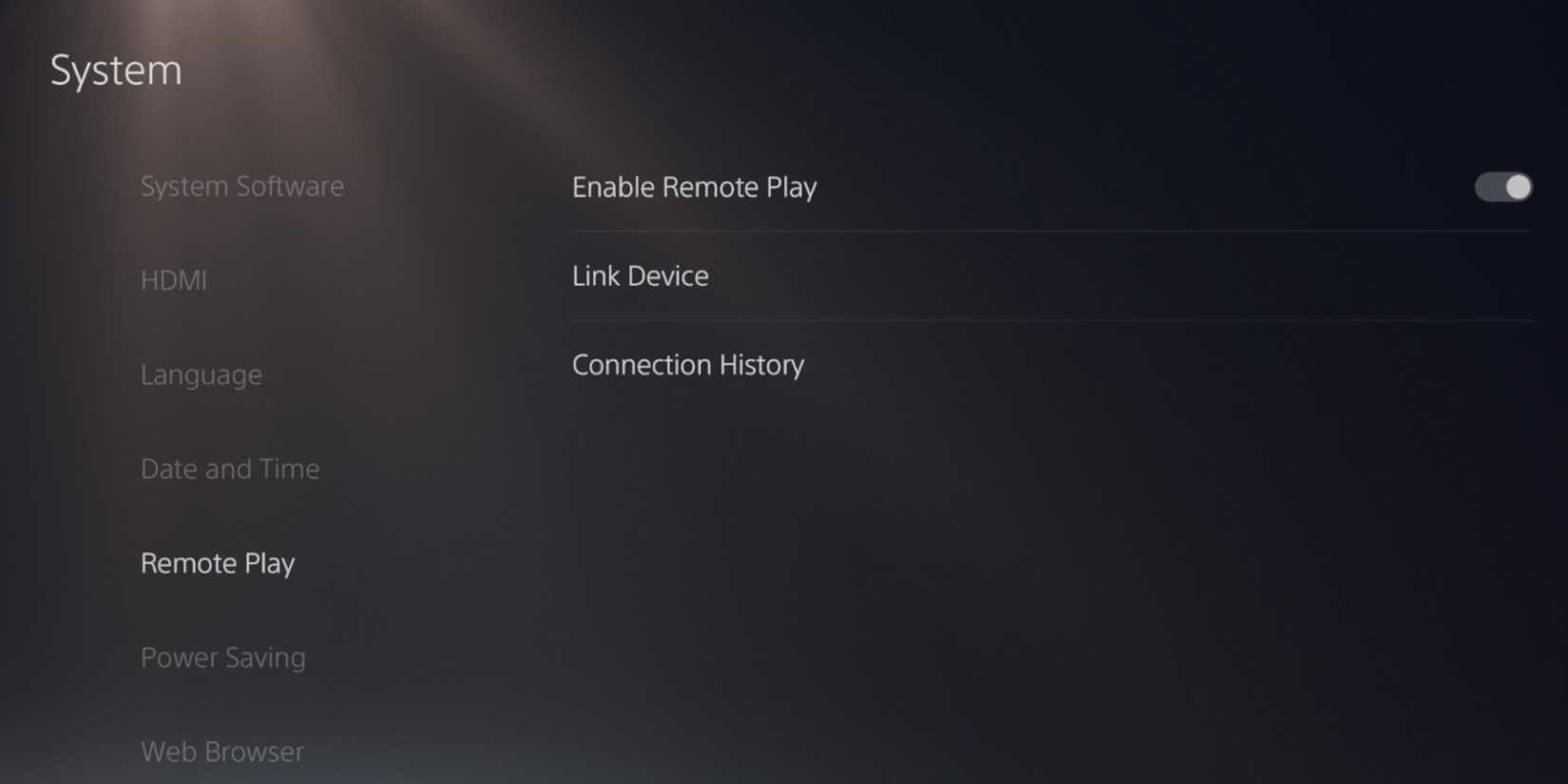 PS5 enable remote play settings