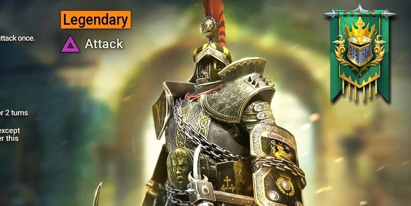 Banner Lords Champion Quintus The Triumphant stands with weapons in hand in Raid: Shadow Legends.