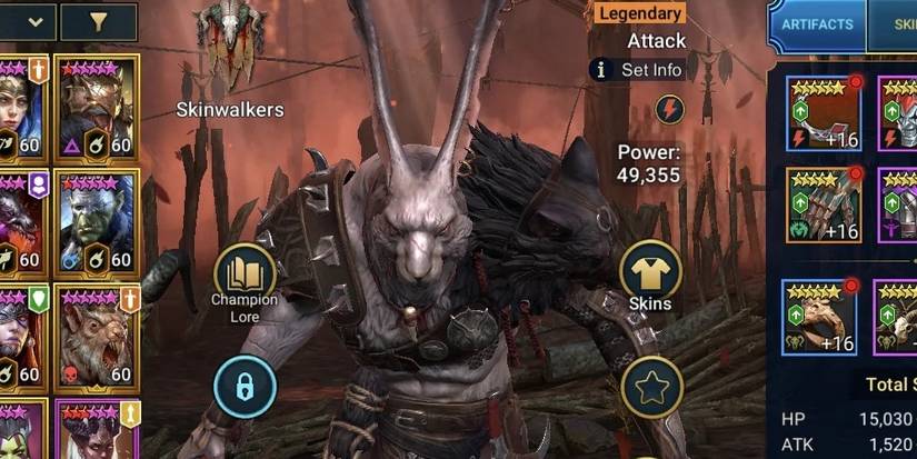 Skinwalker Champion Razelvarg standing in a desolate forest.