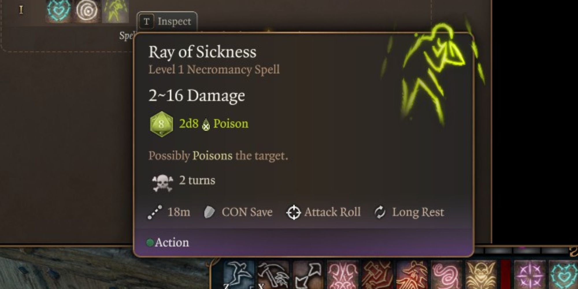 Ray of Sickness spell in Baldur's Gate 3