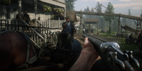 Red-Dead-Redemption-2 first person with shotgun