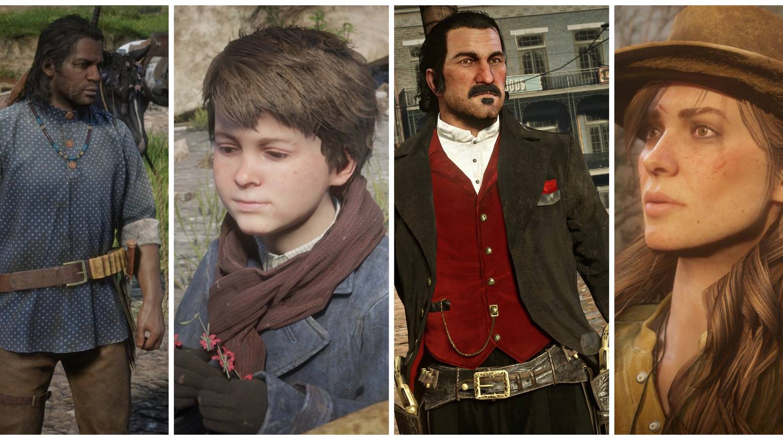 Red Dead Redemption 2 gang members collage
