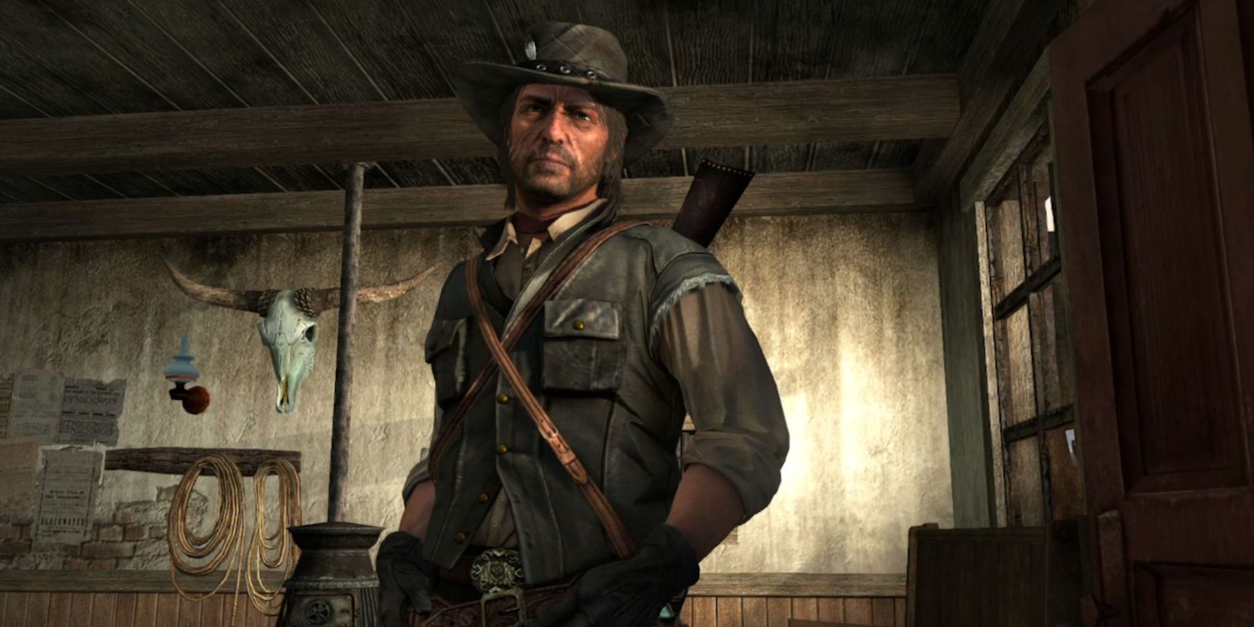 Screenshot of John Marston from the Nintendo Switch port of Red Dead Redemption 