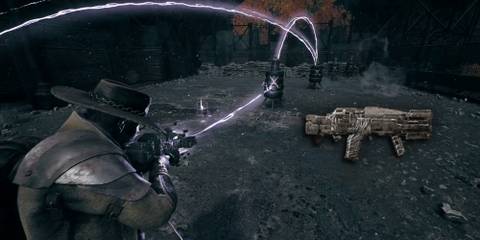 Remnant 2 - Enigma Lightning Chaining To Multiple Targets With Enigma PNG Overlaid On Top