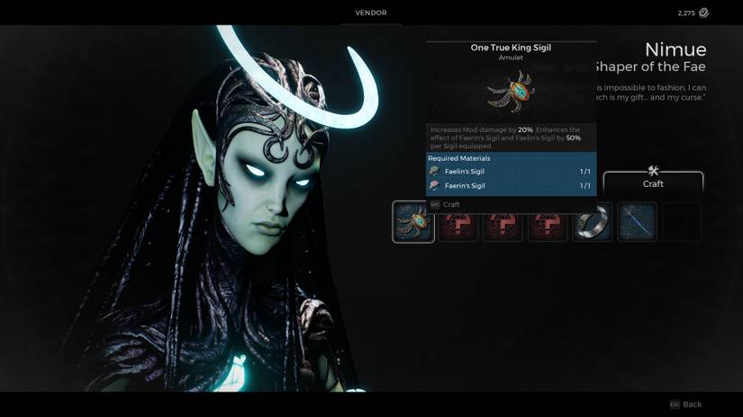 Purchasing the One True King Sigil in Remnant 2