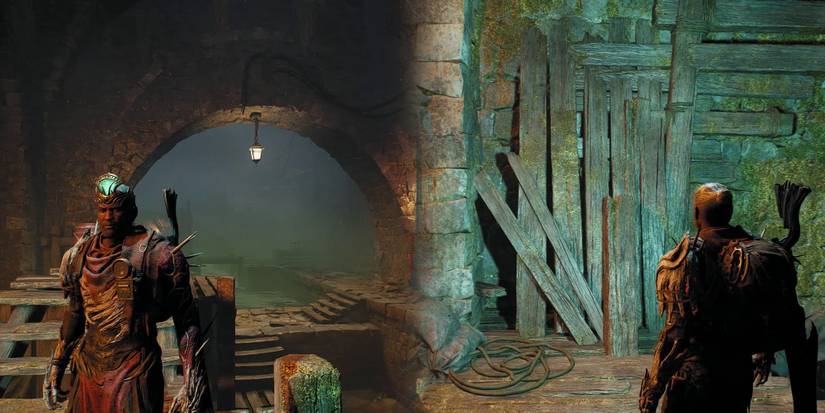 Remnant 2 - Wearing Lodestone Crown Side By Side With Image Showing It Displaying Light With Helmet Turned Off