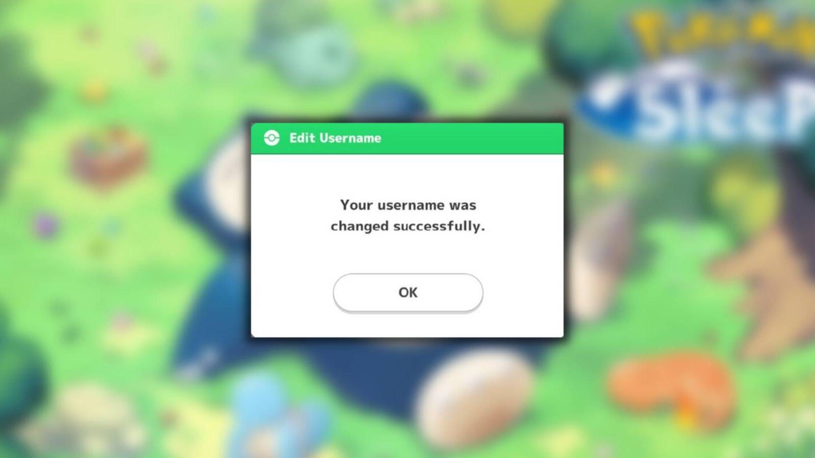 image showing a successful rename in pokemon sleep.