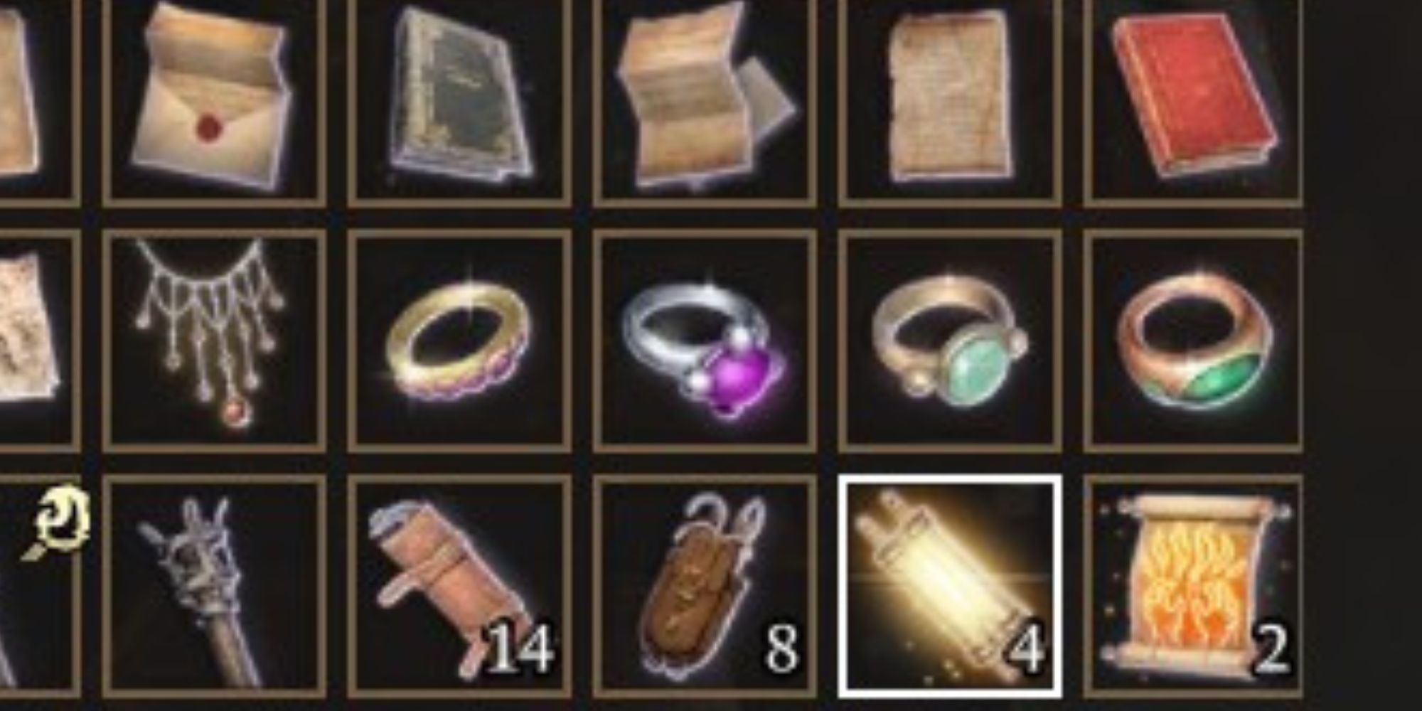 An assortment of rings in Baldur's Gate 3