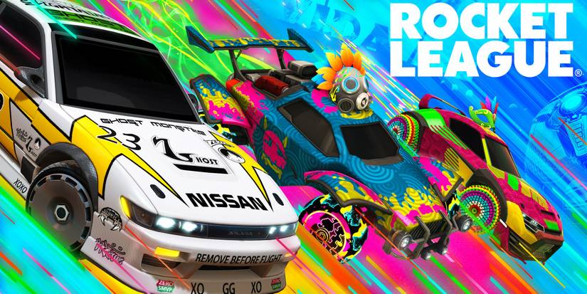 Rocket league cover art with 3 cars