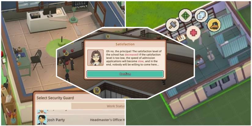 Satisfaction Warning, Security Room and Infirmary in Let's School