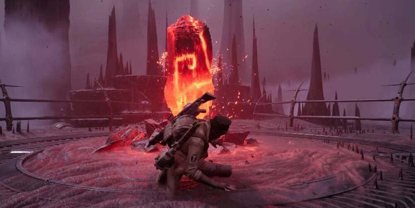 player approaching a checkpoint crystal