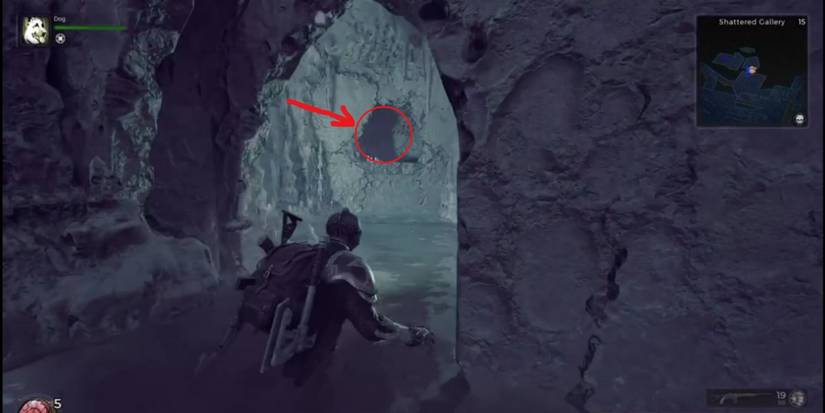 The hidden ledge in the Shattered Gallery Locked Door puzzle in Remnant 2