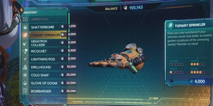 Topiary Sprinkler In Vendor Menu