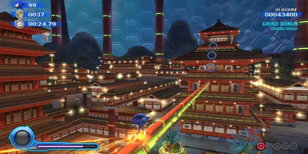 Sonic Grinding On A Rail In Sonic Colors